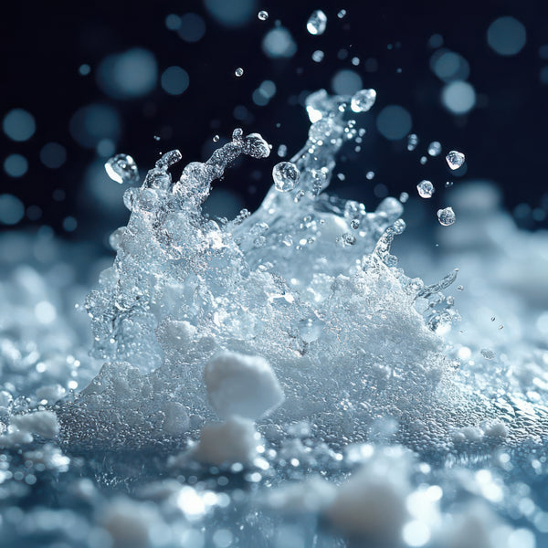 Close-up of water splashing with a dark background